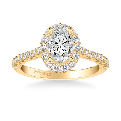 Shae - Vintage Inspired 14K Yellow Gold Round Halo Diamond Engagement –  Everett Jewelry